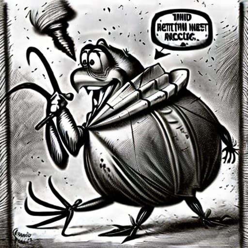 Cartoon of Helpful Cockroach in Thomas Nast Style