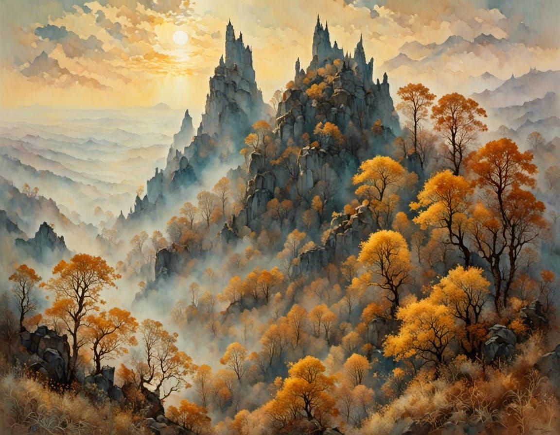 Elbe Sandstone Mountains in Tiffany Style