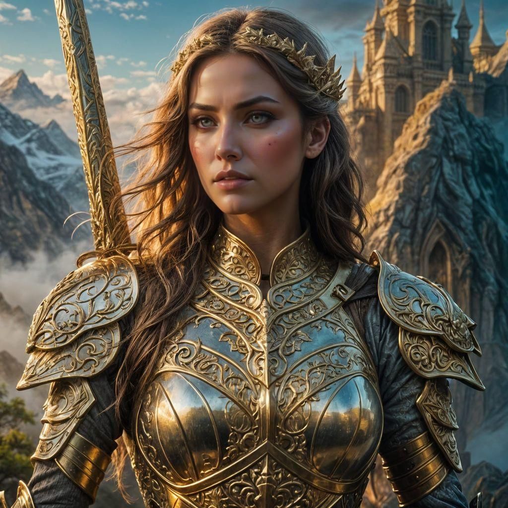 Epic Female Warrior Portrait in High Fantasy Style