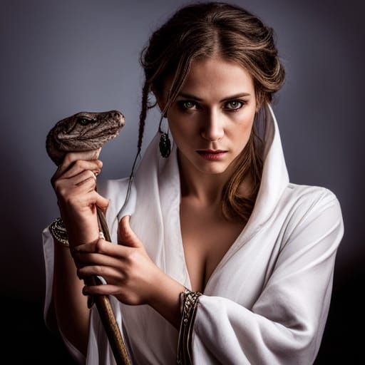 Dark Fantasy Sorceress with Snake Staff