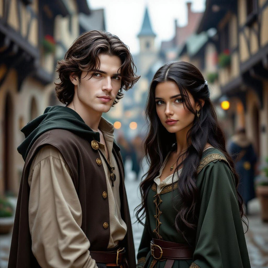 Young Wizards in Medieval City, Photorealistic