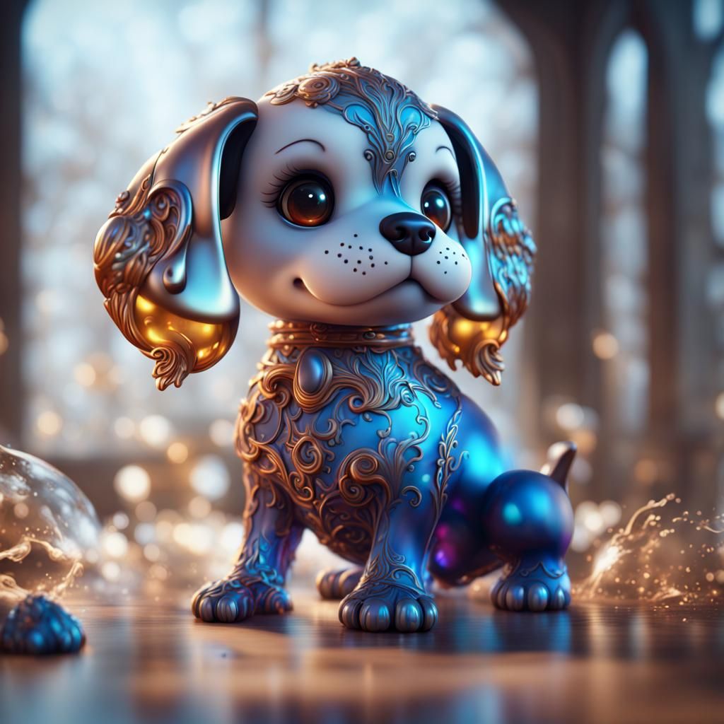 Cute Glass Puppy in Detailed Matte Painting