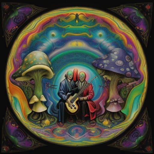 Surrealist Vision of Hieronymus Bosch Landscapes in Psychede...