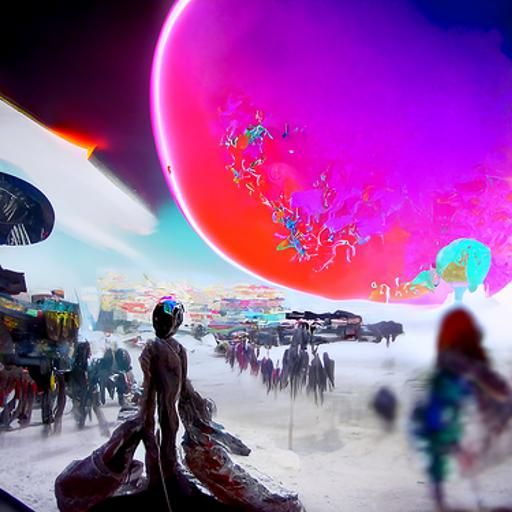 Dystopian Planet in Holographic Astral Illustration