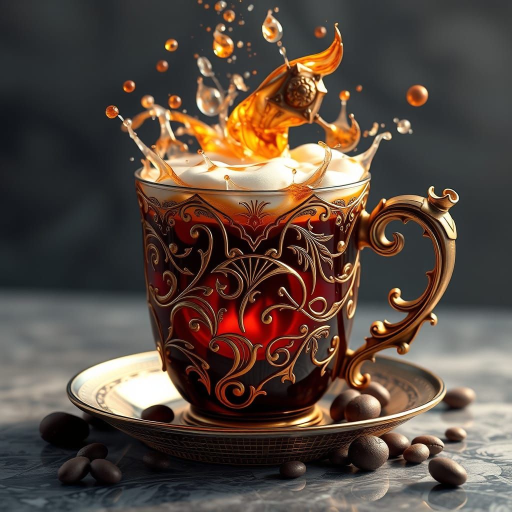 Hyperdetailed Coffee in Fantasy Realism Style