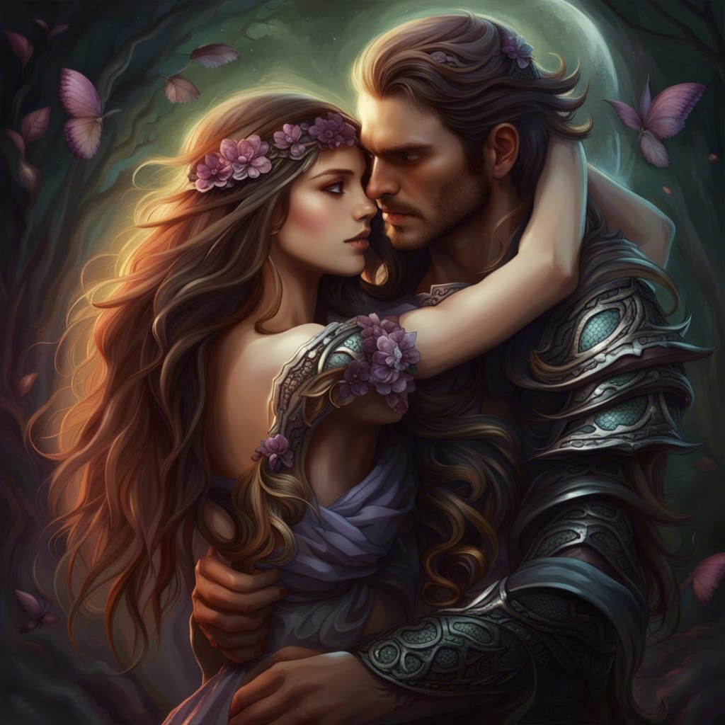 Fantasy Embrace: A Romantic Scene