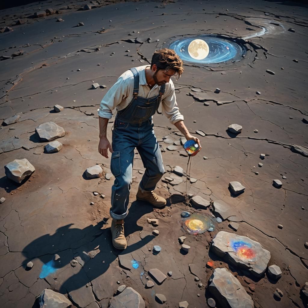 Man Paints the Moon: 3D Cinematic Art
