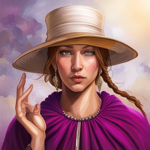 Medieval Woman Portrait with Church in Fantasy Art Style