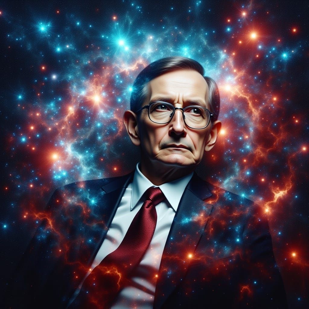 Stephen Hawking Double Exposure in Surreal Digital Art