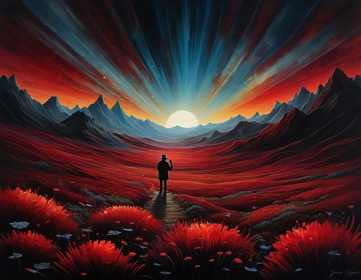 Ethereal Abstract Floral Art in Retro Style