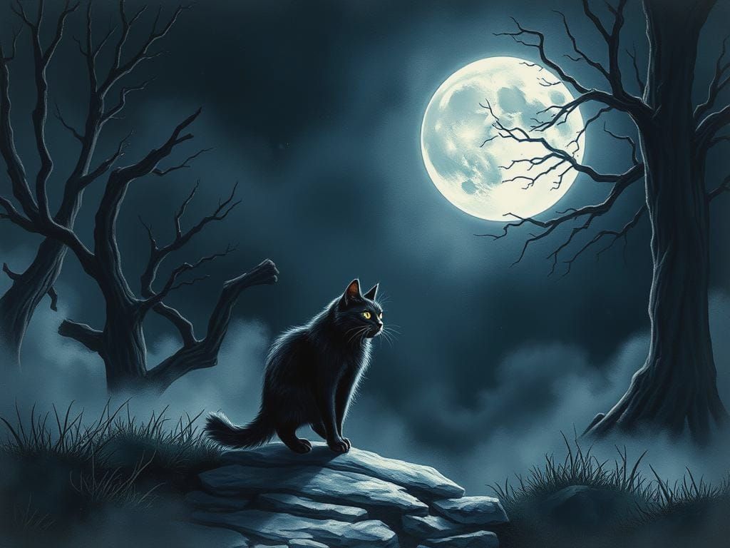 Superstitions :  Black Cat Under The Moon