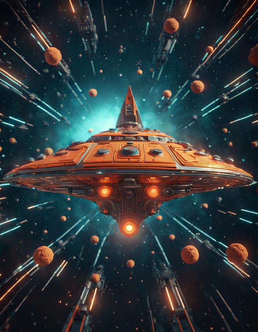 Retro Sci-Fi Spaceship in 3D Diorama