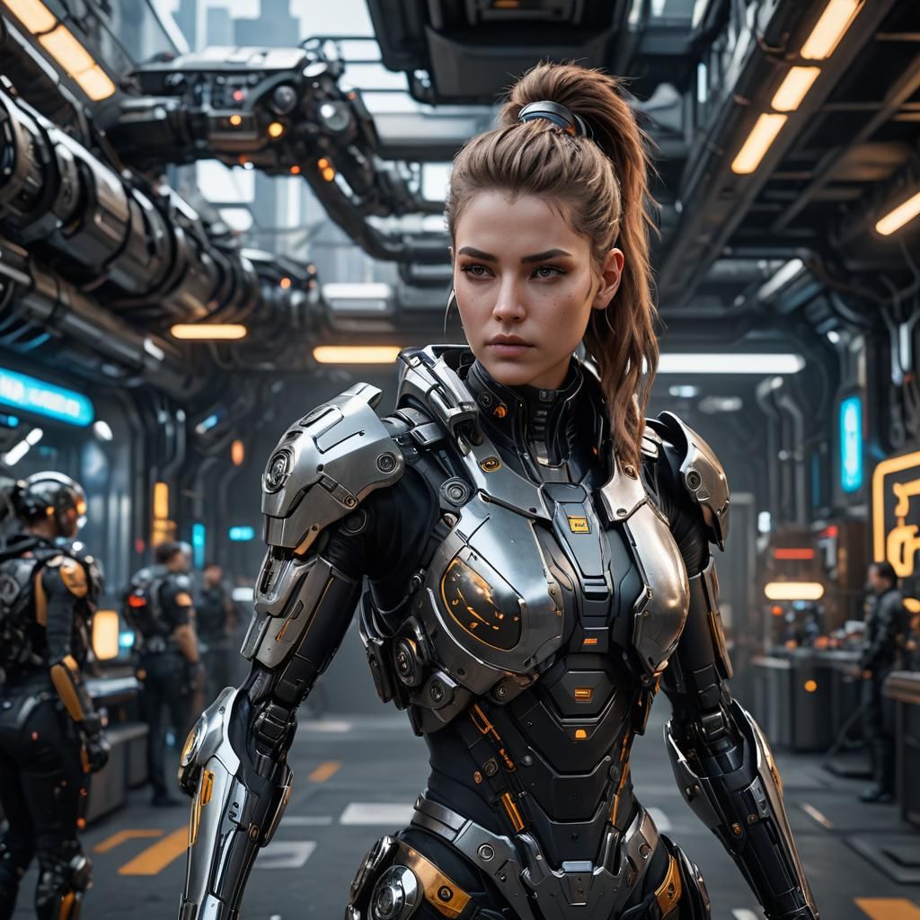 Biopunk Cyborg in Futuristic Lab