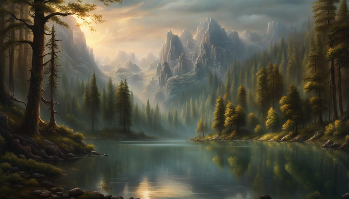 Lake Surrounded by Trees: Matte Painting in UHD 4K