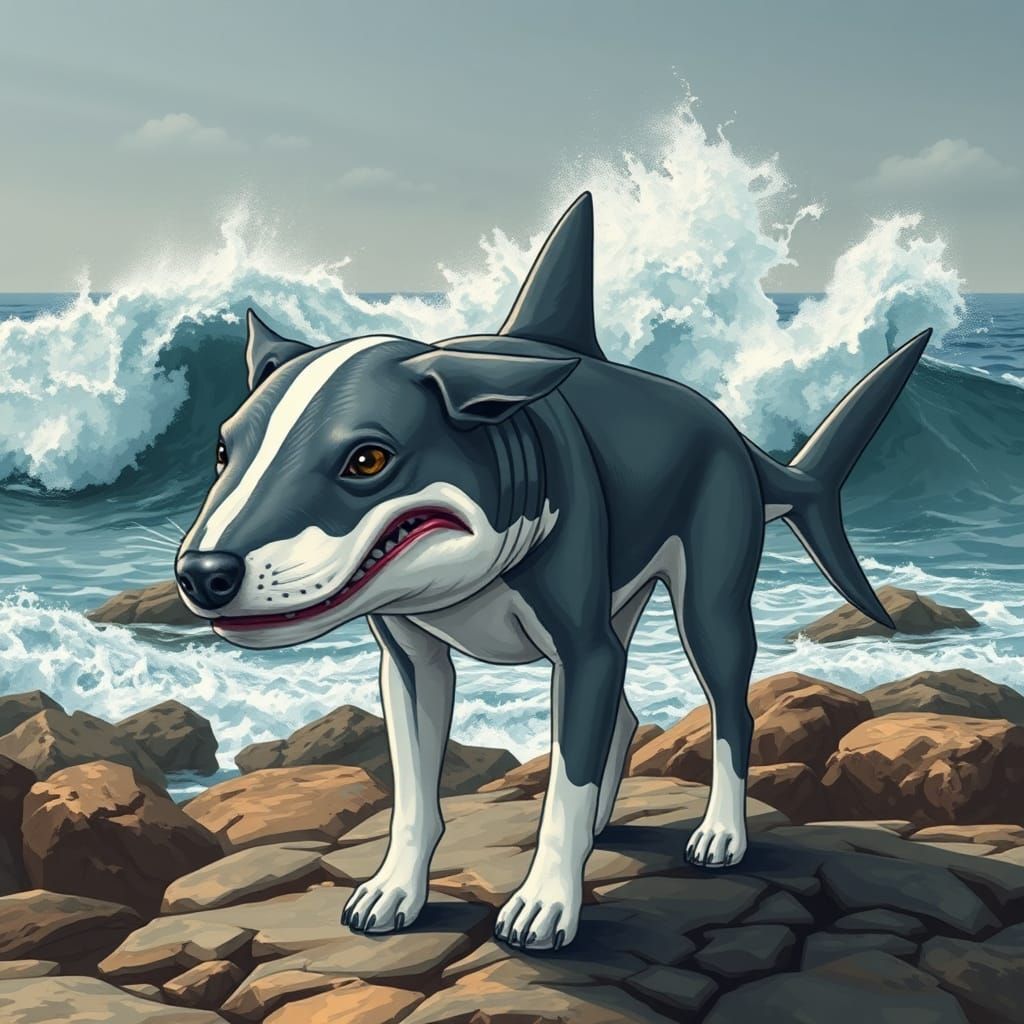 Dogshark in Biomechanical Illustration Style