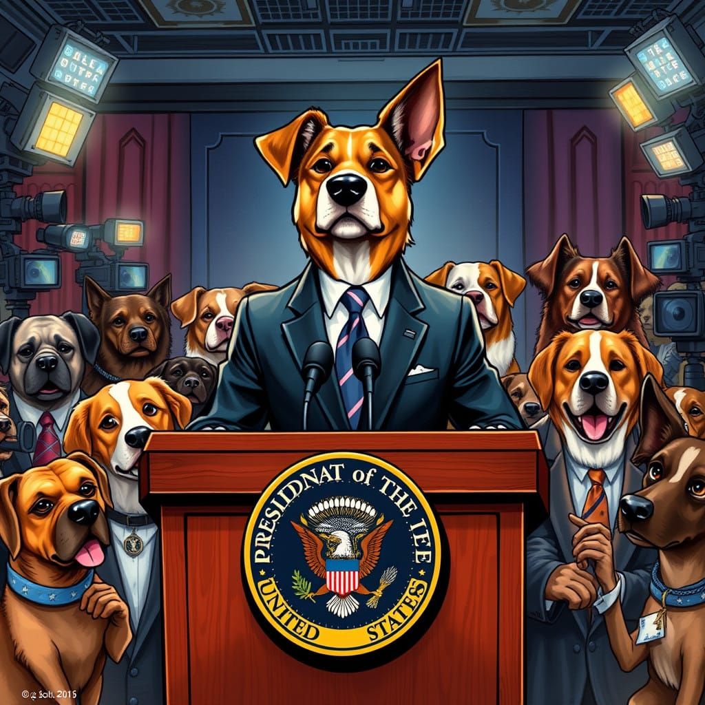 Canine President Leads Press Conference with Confidence and...