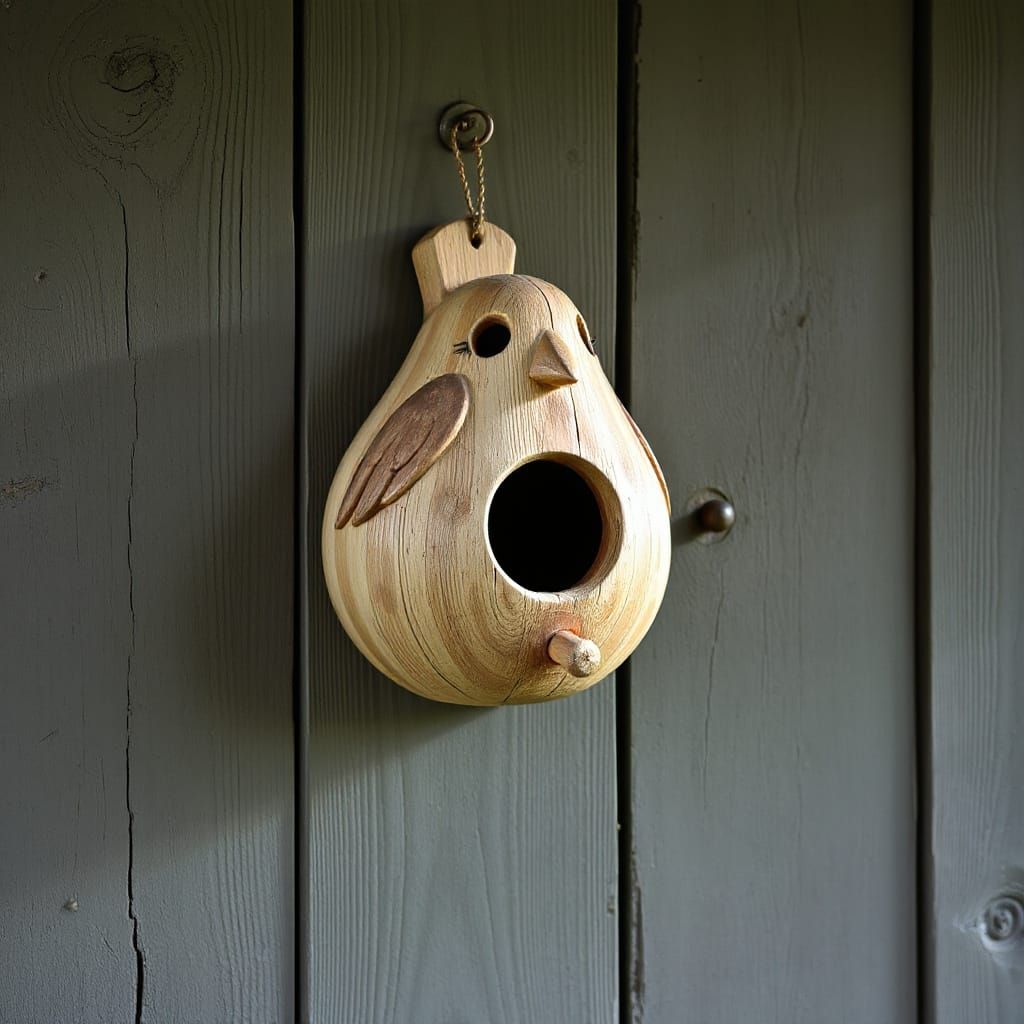 Bird-Shaped Birdhouse on Barn Wall