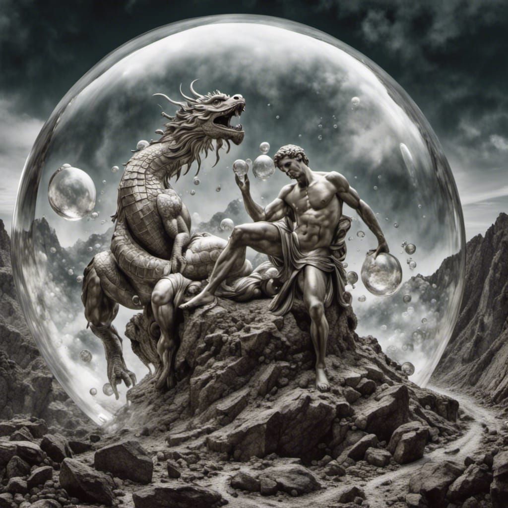 Sisyphus and the Glass Bubble: Hyperrealistic Greek Mytholog...