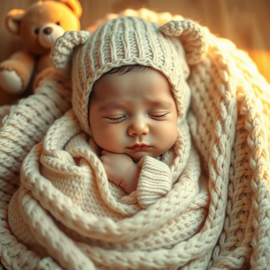 Serene Newborn in Cream Wool Outfit
