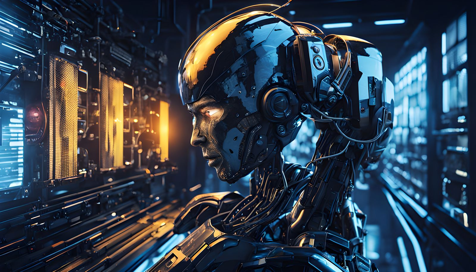 Hyperrealistic Humanoid Robot in Futuristic Style