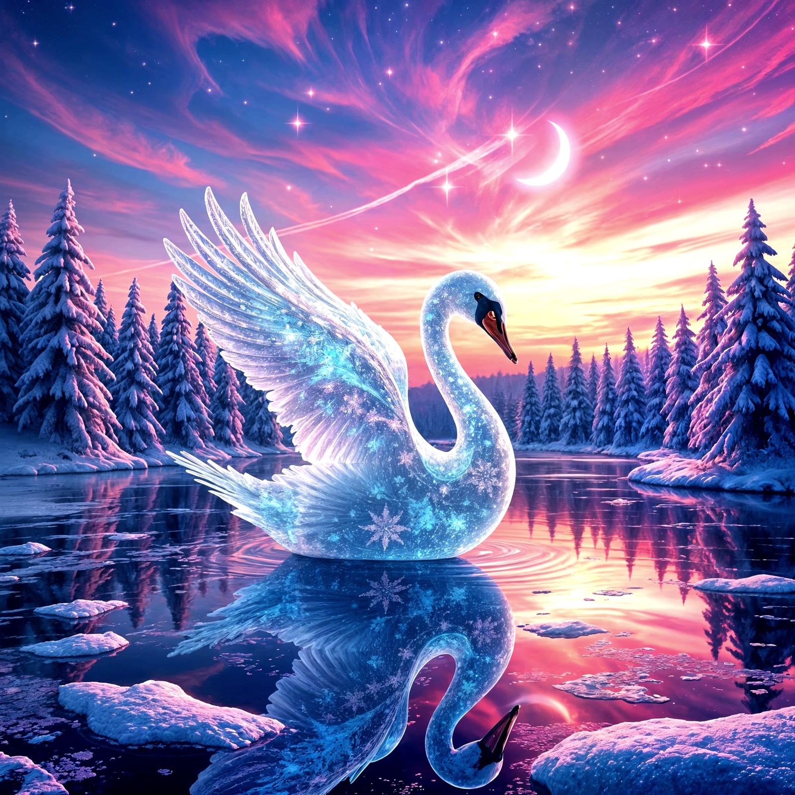 Ice Empress: Grace in the Frozen Lake