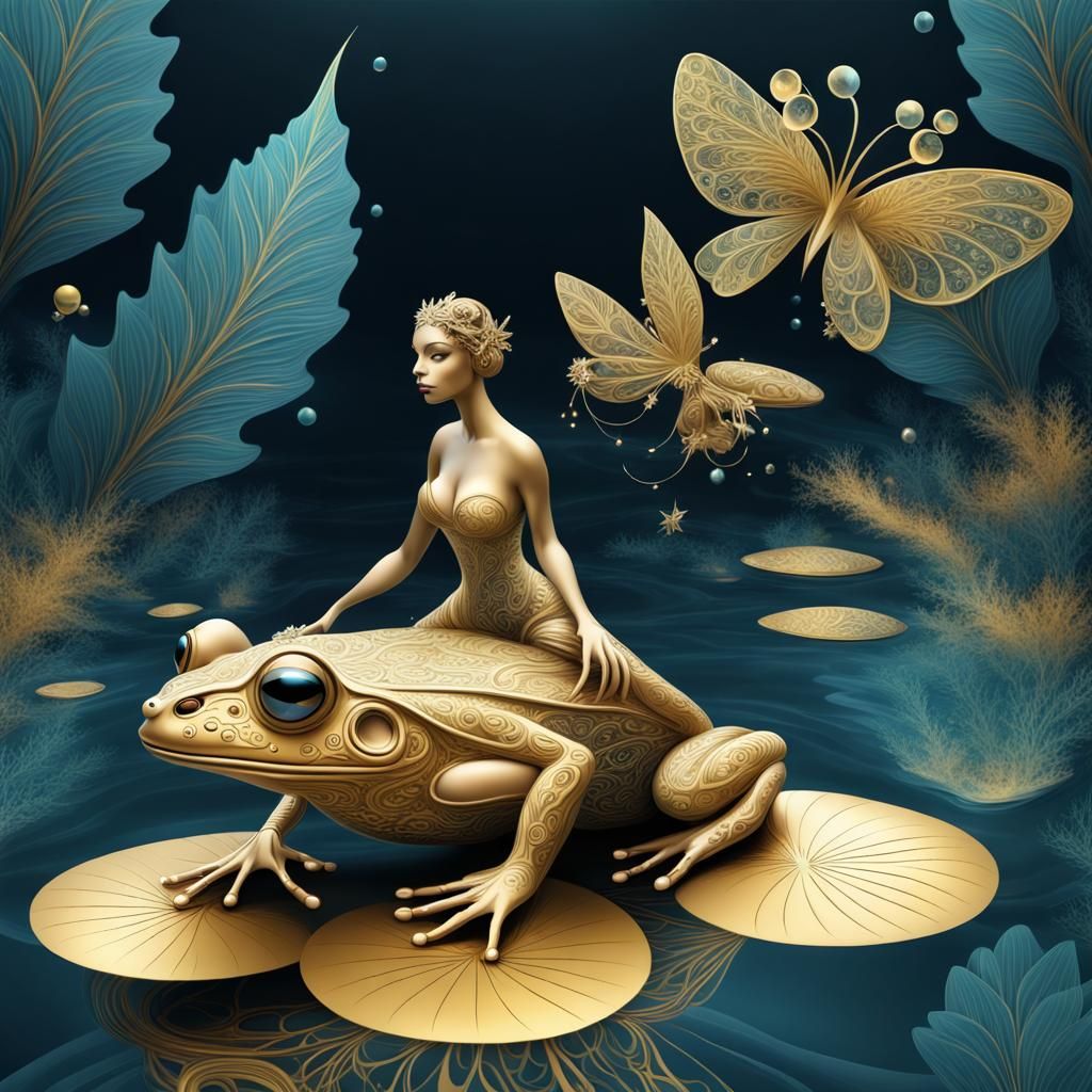 Crystal Frog and Fairy in Gold Lake