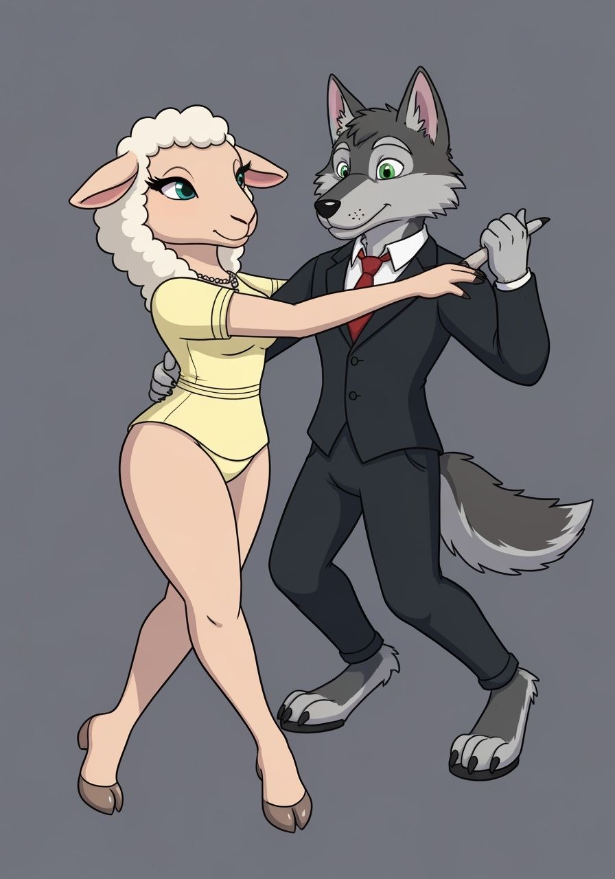 Sheep and Wolf Waltz: Romantic AI Art