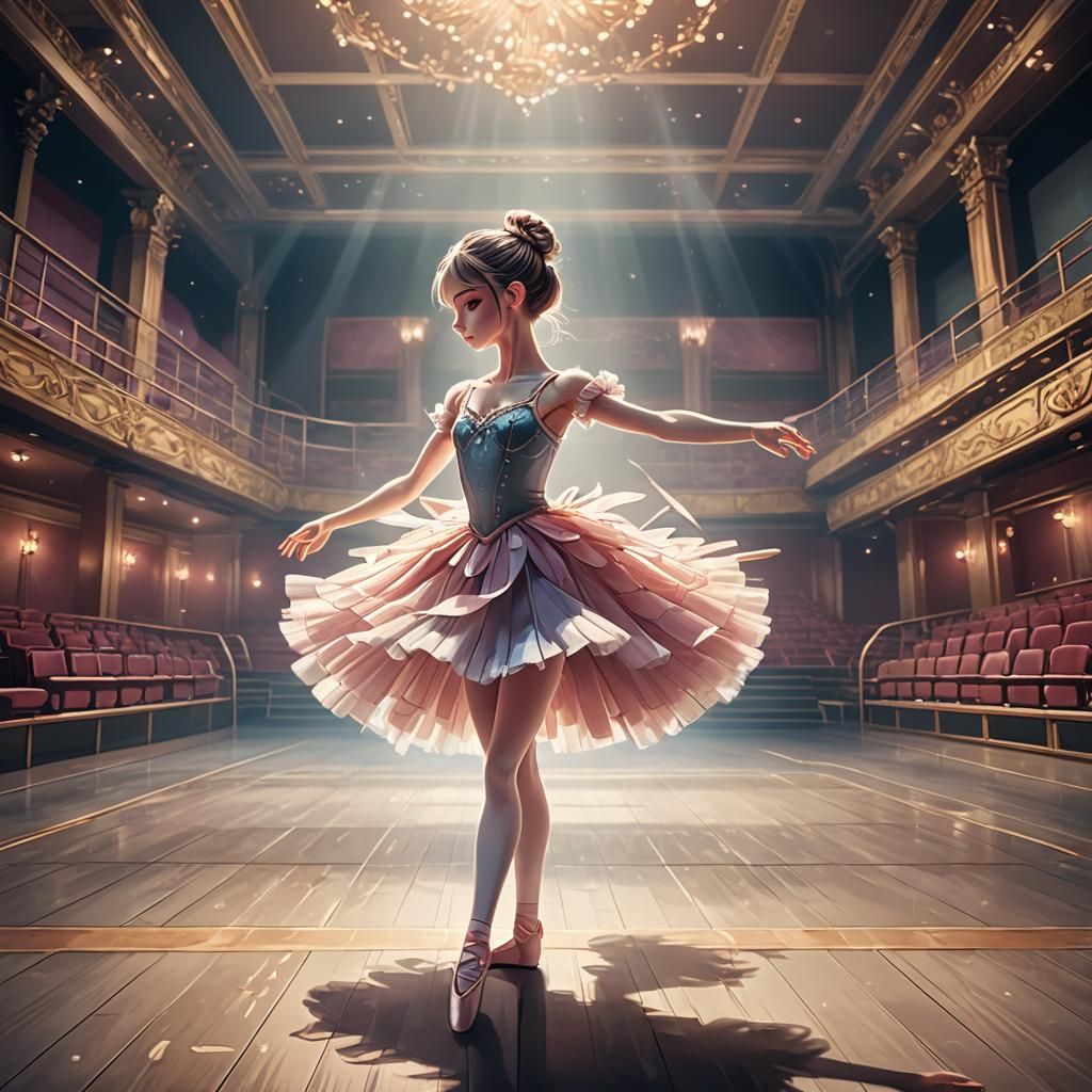 Anime Ballerina in Empty Theater