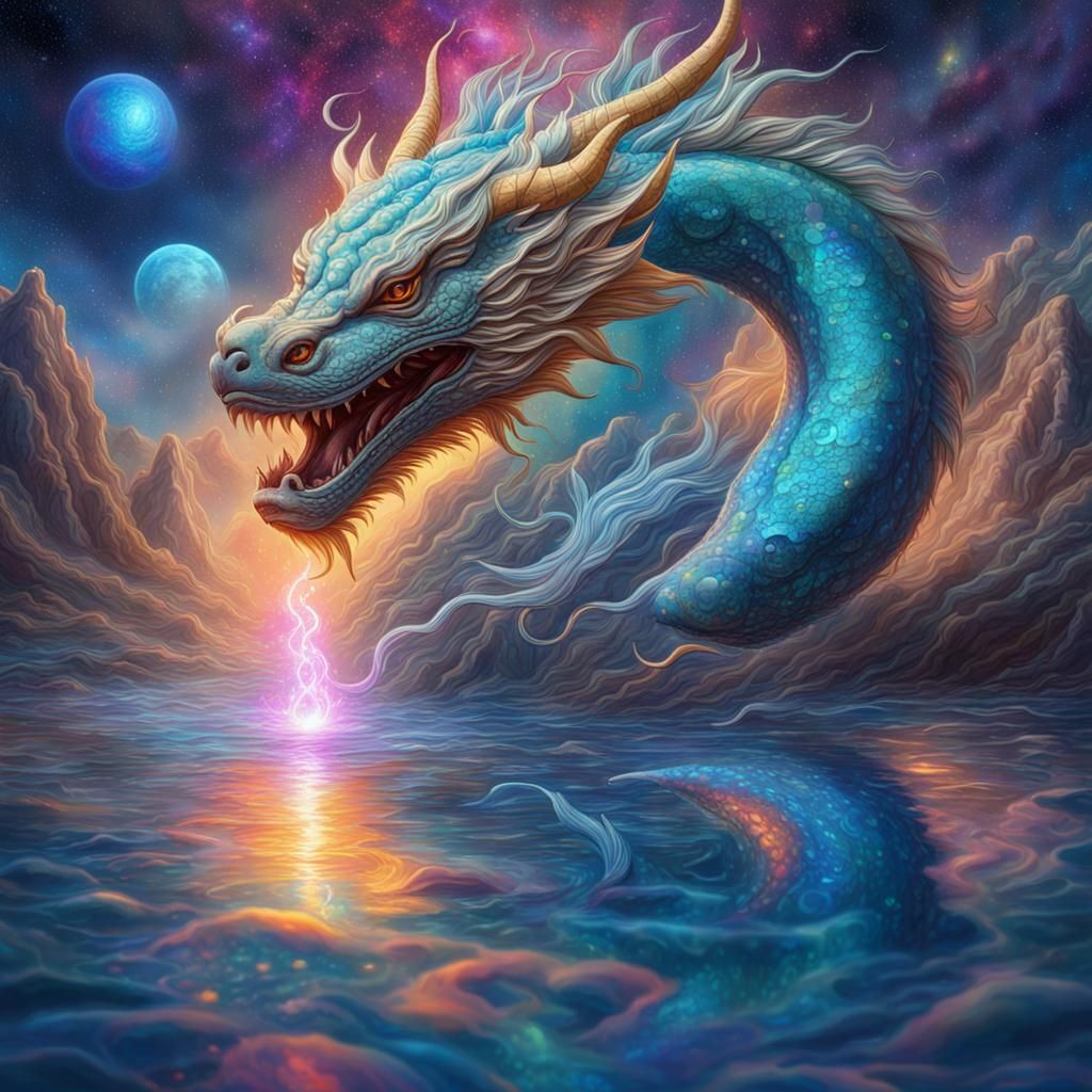 Holographic Hydragon in Water: Astral Cosmic Illustration
