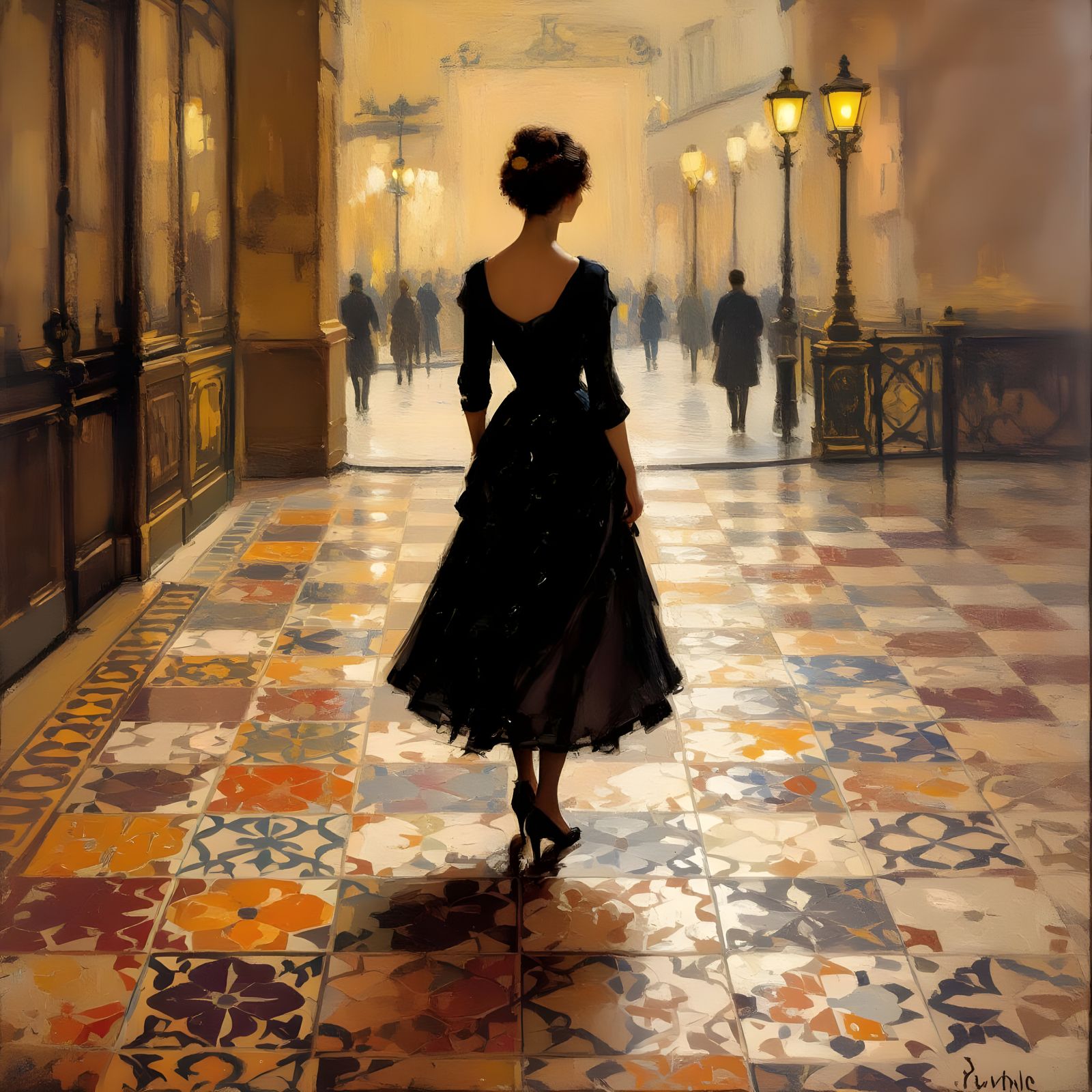 Antique Parisian Floor Tile Texture