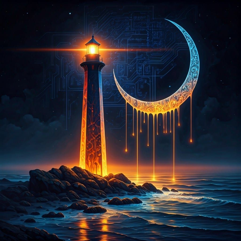 Lighthouse and Moon 1