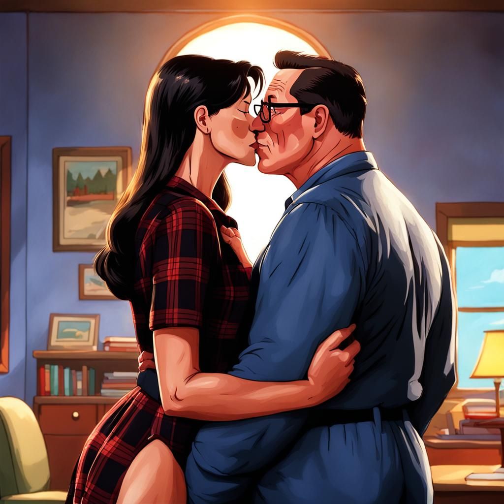 Gomez Affectionately Kisses Hank Hill