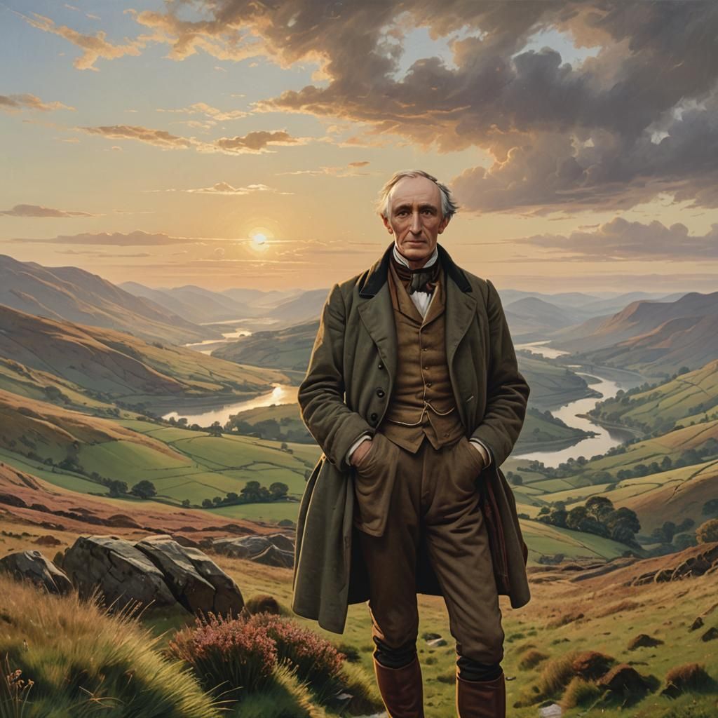 Portrait of a Man by Lake at Sunrise, Photorealism