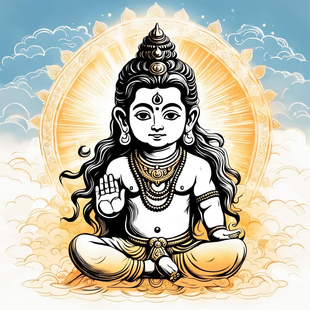 Baby Lord Shiva Sketch in Divine Light