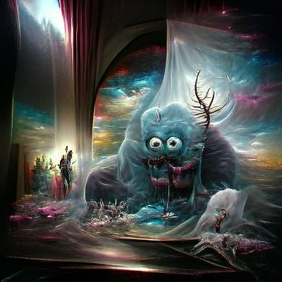 Sinister Fluffy Monster in Astral Cosmic Horror Style