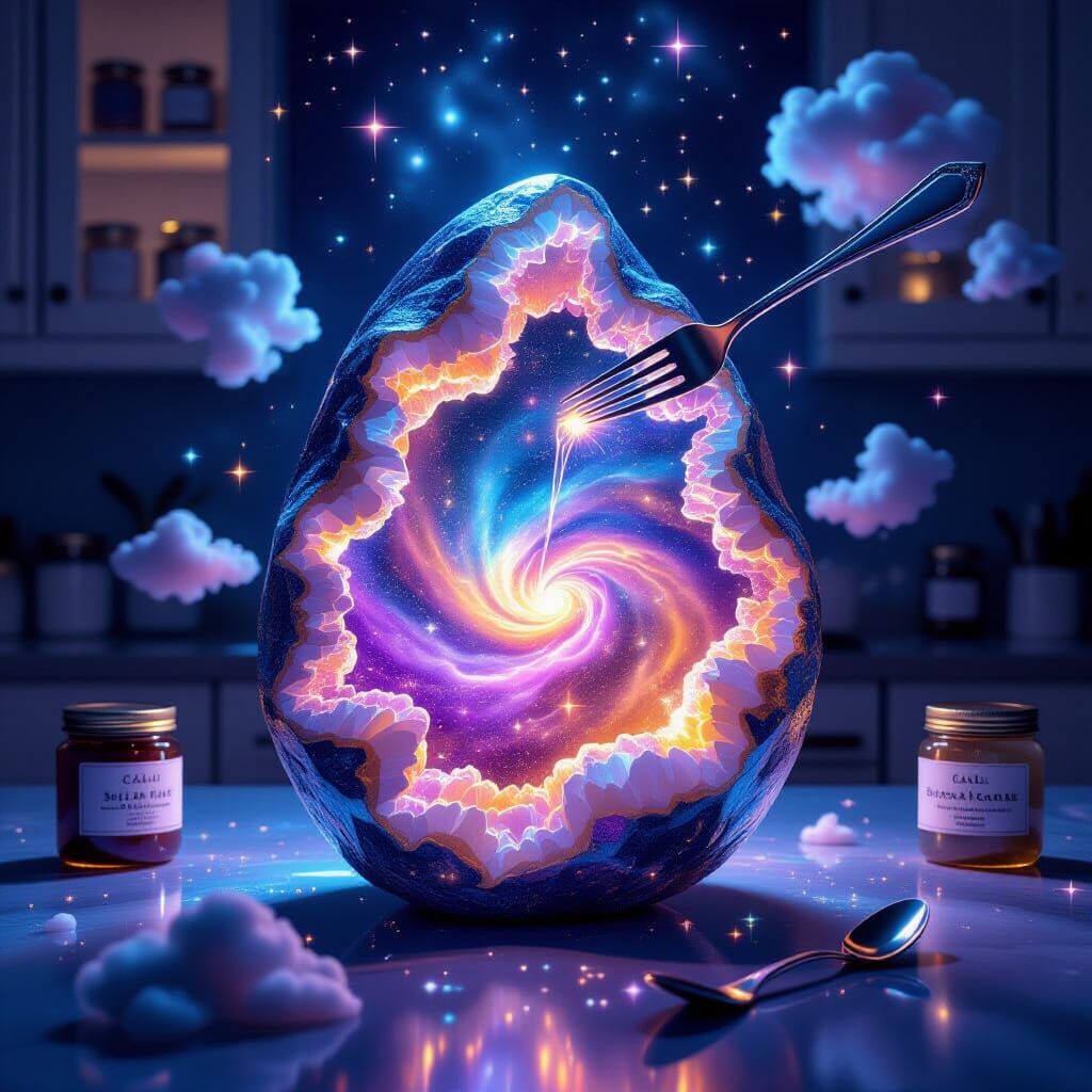 Cosmic Geode Dessert with Nebula Core