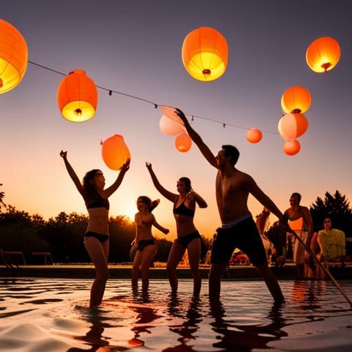 Enchanting Dusk Pool Party with Lanterns