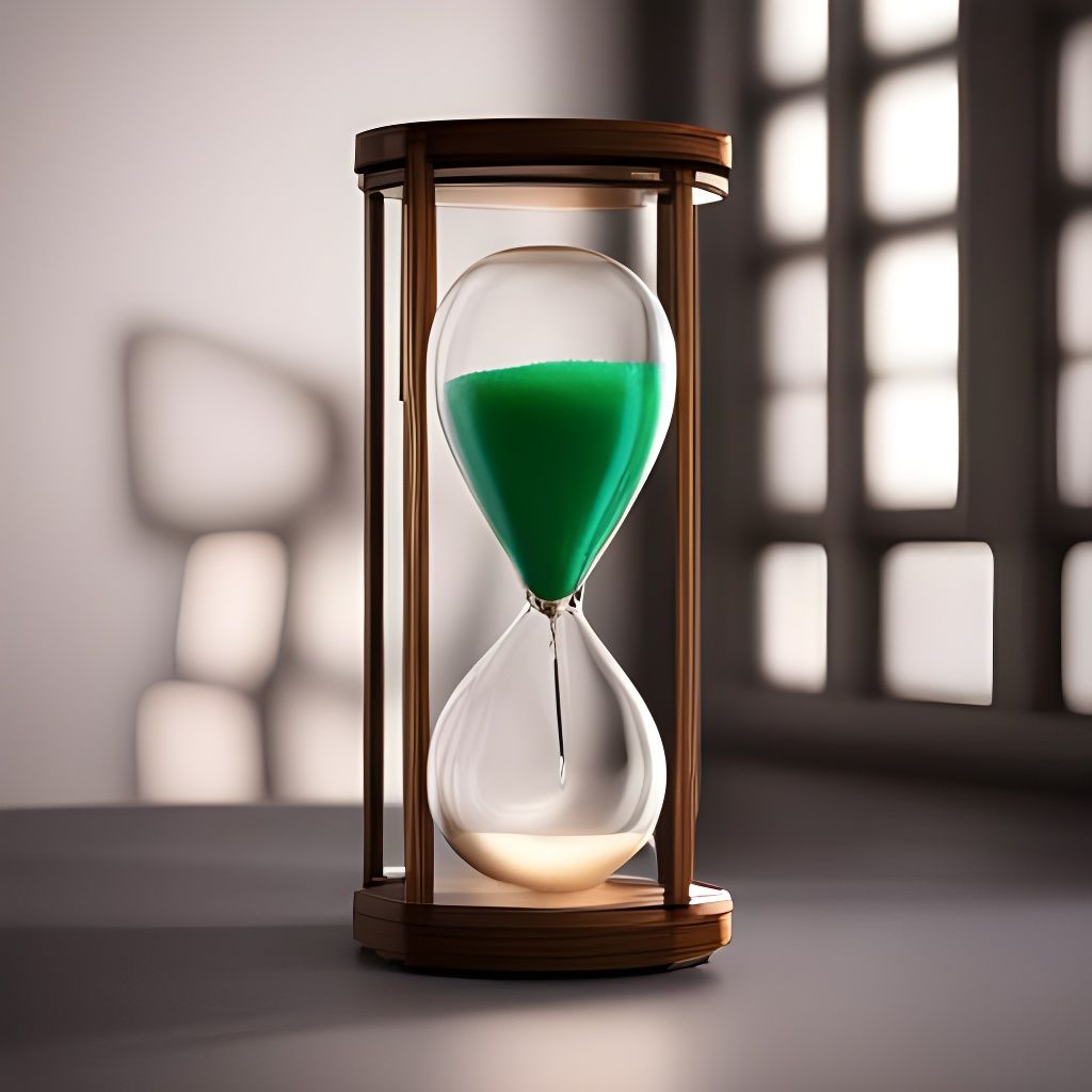 Hyperrealistic Hourglass with Nebula Sky Background