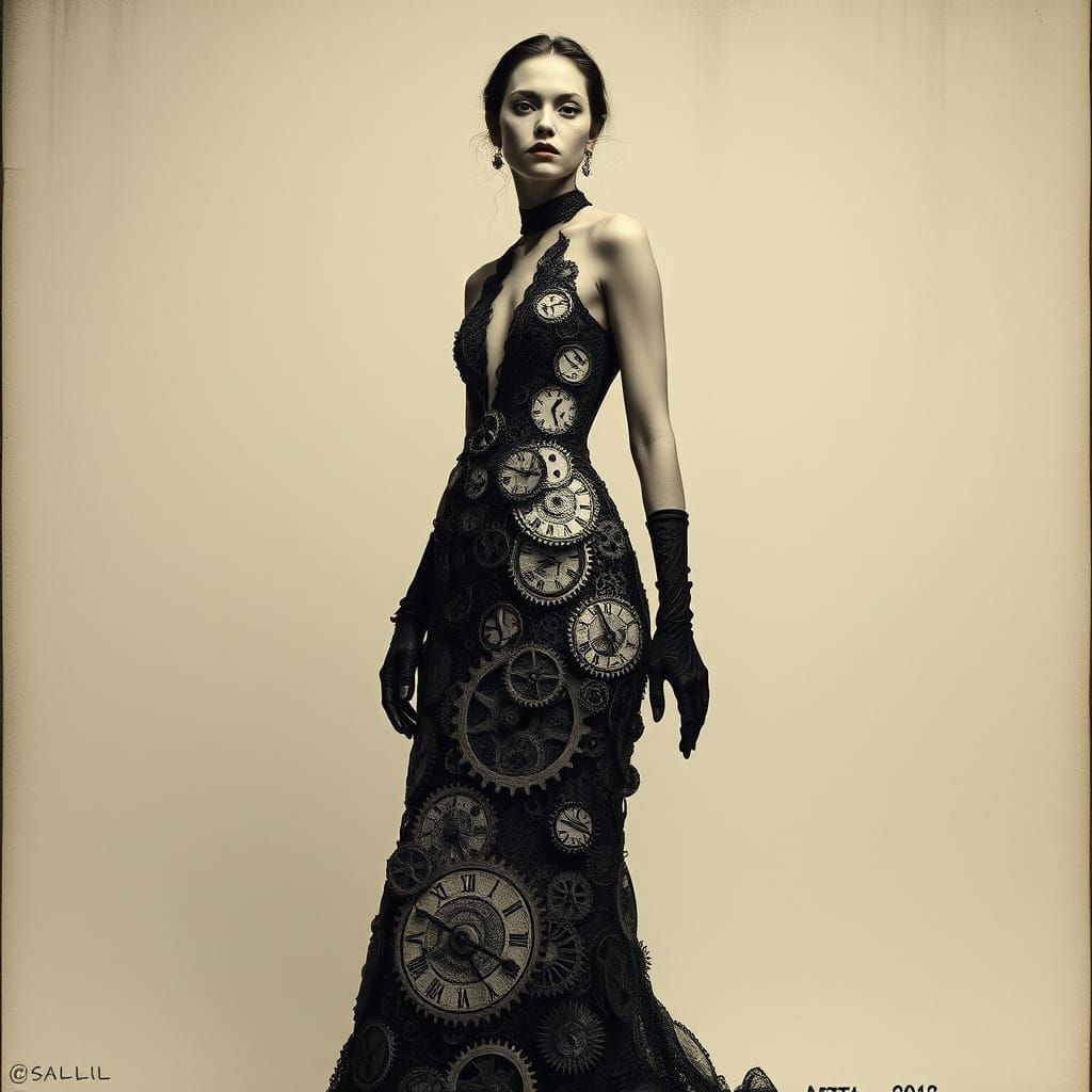 Clockwork Gown: Steampunk High Fashion Illustration