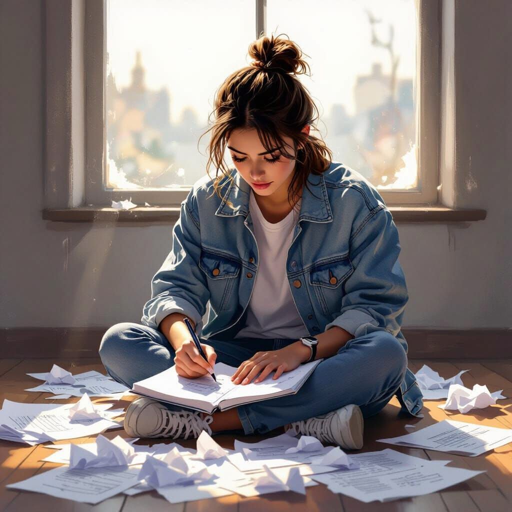 Student's Resolve: A Digital Painting of Determination