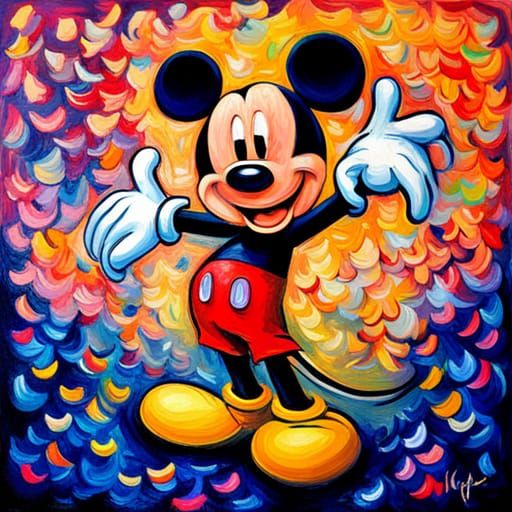 Mickey Mouse in Neo-Impressionist Expressionist Style