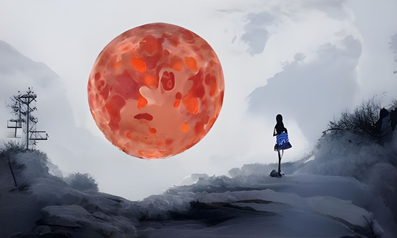 Girl and Strawberry Moon