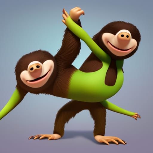 Cute Sloths in 3D Digital Art Style