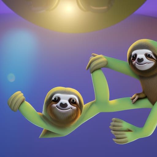 Sloths in 3D Digital Art Style