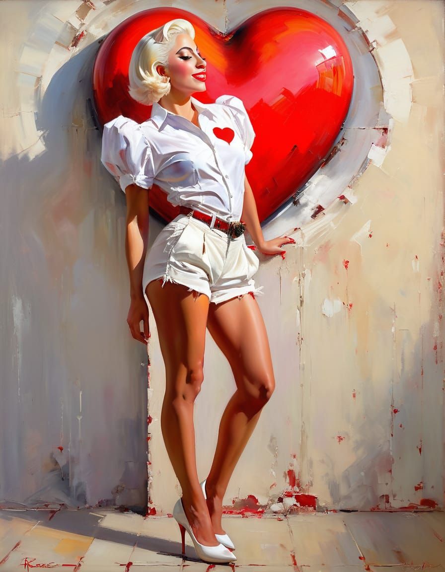 Lady Gaga in Impressionist Oil Painting, Retro Style