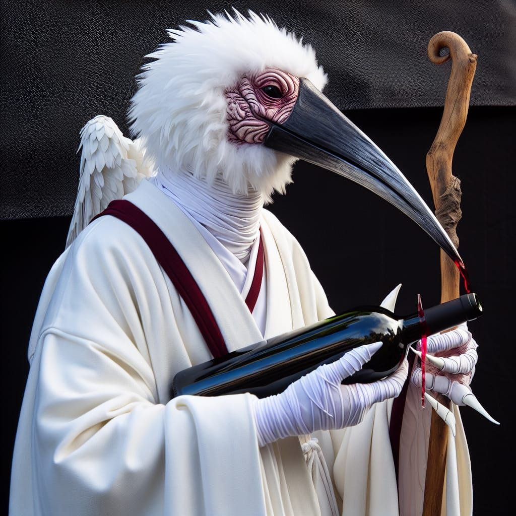 Albino Kenku Monk Drinking Wine