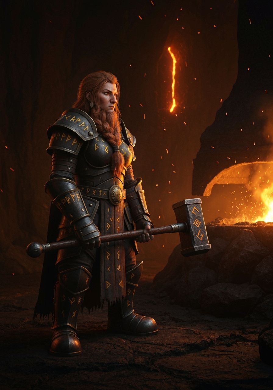 Dwarf Warrior in a Sci-Fi Forge