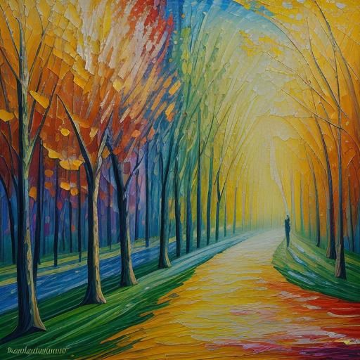 Expressionist Autumn Garden in Impasto Oil Painting