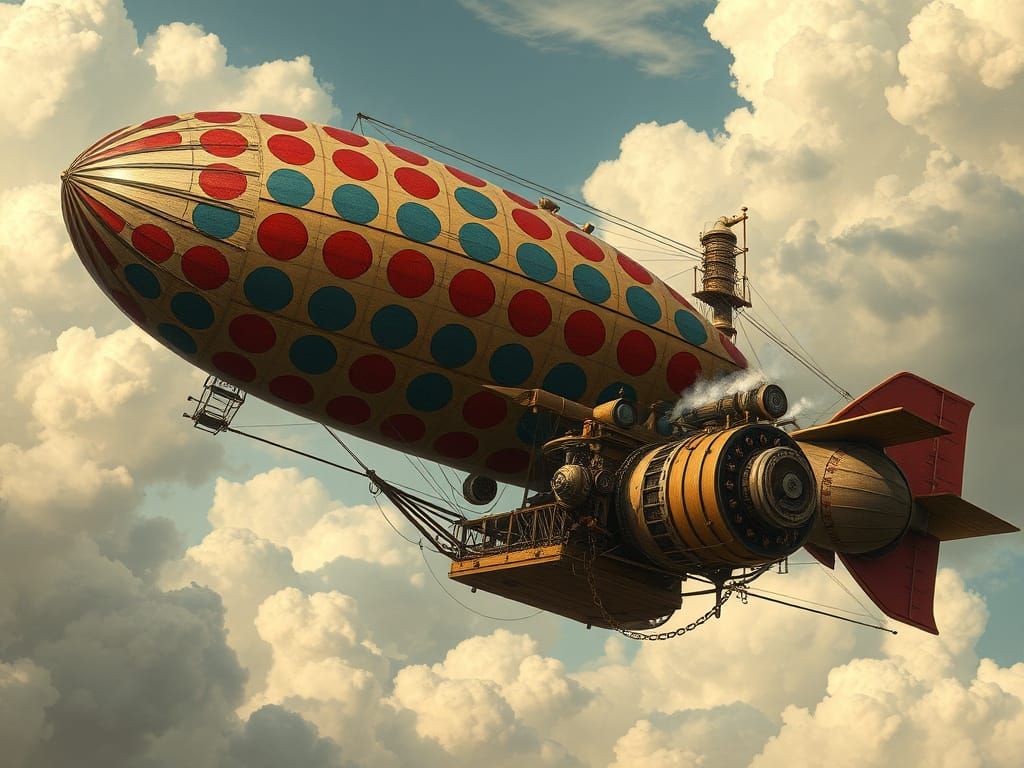 Steampunk Airship Soaring Through Clockwork Skies