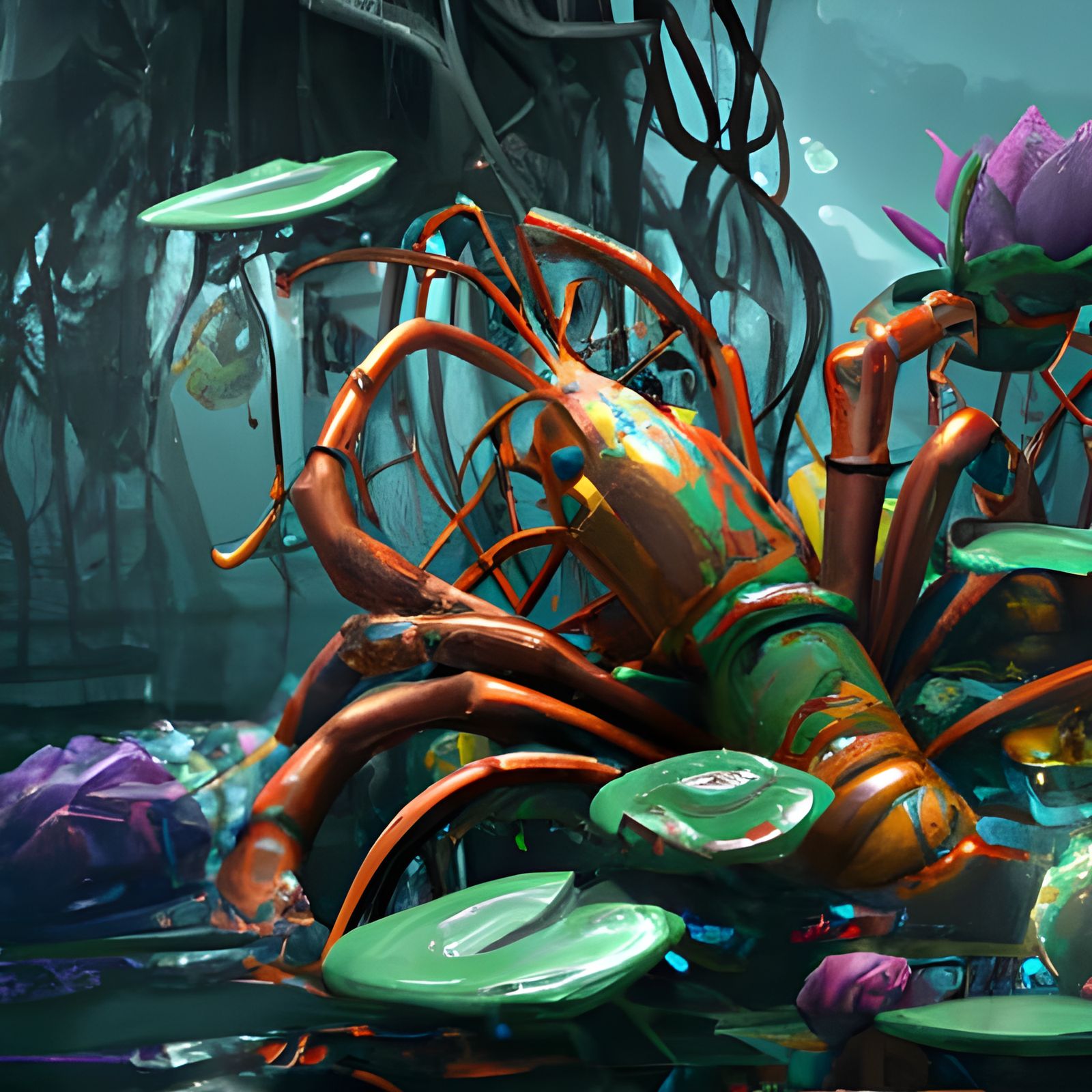 Underwater Scene with Glazed Fish in 3D